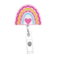 Acryl Regenbogen Ausweishalter Detail, glitzerndes Herz Namensschild Clip Nahaufnahme. - Regenbogenherz Glitzer (Stil 2)
