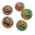 Detailed close-up of colorful sensory stress relief squeeze balls filled with tiny beads inside. - 6cm, 70g / 6cm Colorful Bead Grape Ball