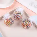 Rainbow mesh squeeze stress relief ball, 6cm colorful water bead toy for adult stress relief. - Mesh Grape Ball