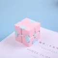 Macaron pink blue infinity cube fidget toy, stress relief pocket flip cube for kids and adults. - Pink