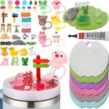 DIY Glitzer Acryl Tassen Deckel Rohling und süße Tier Strohhalm Hut Mikro Landschaft Set. - DIY Bastelset