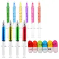 Süße Spritzen Textmarker und Kapsel Kugelschreiber Set, bunte kreative Schreibwaren für Schüler. - Kreative Spritzen Kapsel Stil / 16er Pack