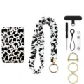 Kuhmuster Lanyard und Kartenhalter Set Scrunchie Nackenriemen ID Ausweis Schlüsselanhänger - Kuh-Stil