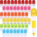 Bunte Kapsel-Kugelschreiber Detailansicht mit lebendigen Farben und niedlichen Gesichtern. - Kreative Spritzen Kapsel Stil / 50 Stück