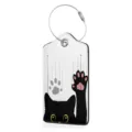 Fashion cute black cat print luggage tag with steel wire loop for travel suitcases and bags. - Black Cat and Paw Print (Style 1)