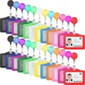Bunte PU ID Ausweishalter mit einziehbaren Jojo Rollen in verschiedenen hellen Farben. - Horizontal / Weiß