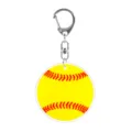 Round acrylic softball keychain with metal clasp, perfect for sports fans and bag decoration. - Baseball Keychain / 5cm / Yellow