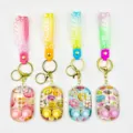 Cute cartoon water game machine keychain pendant toy with vibrant colors and floating donut charms. - Donut Water Game Keychain