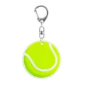 Round tennis acrylic keychain with silver metal clasp, creative sports keyring accessory. - Tennis Keychain / 5cm / Green