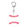 Customizable round baseball acrylic keychain variant featuring durable metal ring. - White Baseball Keychain