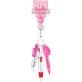 Einziehbarer Krankenpflege Ausweishalter Set mit Stift, Minischere und LED Taschenlampe - Rosa