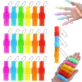 Colorful pop tube keychain stress relief toy mini telescopic corrugated keychain for kids - Multicolor