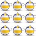 Gros plan des details du porte-cles puzzle spherique 3D avec chaine en metal et anneau suspendu. - Balle Puzzle Volley-ball Coloré / 11.00g / Coloré