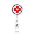 Ausziehbarer Ausweishalter mit rotem Kreuz und Herz, transparenter Clip für Krankenpflege. - Rotes Kreuz