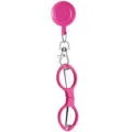 Detailansicht der rosa einziehbaren Ausweisjojo mit Klappschere, kompaktes medizinisches Zubehör. - Fuchsia