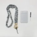 Graues plissiertes Stoff Scrunchie Lanyard mit Ausweishalter und Mini Schraubendreher Set - Grau