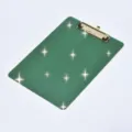Presse-papiers en acrylique pailleté vert avec une pince dorée robuste pour bureau et école. - Vert