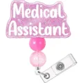 Einziehbarer Medical Assistant Rollenclip Rosa Glitzer Krankenschwester Ausweishalter - Medical Assistant (Berufsbezeichnung) / 3,2 cm Durchmesser / Rosa