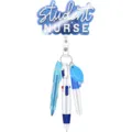 Schwesternschülerin Ausweishalter und Stift Set mit einziehbarer Rolle und praktischen Stiften. - 5-teiliges Set / Robinblau