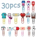 Bonito juego de clips con tema médico, 30pcs enfermera estetoscopio marcapáginas papelería - Serie Médica (30 Piezas) / Pack de 30