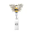 Porta credencial retráctil abeja con strass cristal carrete de identificación clip para enfermera - Abeja