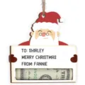 Wooden Christmas money holder ornament, Santa Claus hanging tag gift card for holiday home decor. - Santa Claus 1