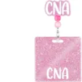 Ροζ γκλίτερ σετ θήκης σήματος CNA αναδιπλούμενο κλιπ ταυτότητας νοσοκόμας για νοσηλευτές - CNA (Βοηθός Νοσηλευτή)