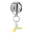Einziehbarer Ausweishalter Schlüsselanhänger mit Silikon Stiftehalter Schlaufe, 4cm Metall Clip. - Stil 7 (Gelbe Hülle)