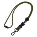 Grüne Paracord Schlüsselband mit Metallhaken, Sicherheitsverschluss und Schieber für Handy. - Schwarz