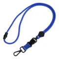Blaues Lanyard Umhängeband mit Sicherheitsverschluss und Metallhaken für Ausweis - Blau