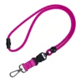 Correa lanyard redonda rosa con cierre de seguridad y gancho metalico para movil - Rosa fuerte