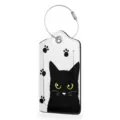 Stylish black cat luggage tag with durable steel loop, perfect for travel suitcase identification. - Spying Black Cat (Style 3)