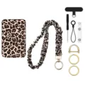 Leopardenmuster Stoff Scrunchie Lanyard Set mit Kartenhalter und Metallzubehör. - Gelber Leopard Stil