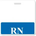Acryl ID Ausweishalter, RN Krankenschwester Arbeitsschild Detail, weiße blaue Kartenhülle. - RN Horizontaler Stil / Blau