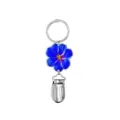 Blauer Blumen Hutclip und Taschenanhänger mit Metallring und Klemmer für Reisen Alltag - Blau Floral