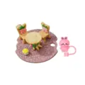 Niedlicher rosa Kaninchen Strohhalm Deckel und Miniatur Tisch Stuhl Mikro Landschaft Set - Hase Stil Fertiges Produkt