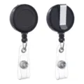 Black Retractable Badge Reel with Metal Belt Clip and Transparent ID Strap Pack - Black Belt Clip