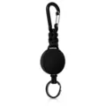 Tactical paracord retractable carabiner keychain with durable ABS reel and sturdy key ring. - Black