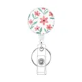 Einziehbarer Ausweishalter mit frischem rosa Blumenmuster, Schlüsselanhänger und Gürtelclip. - Stil 5