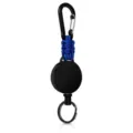 Retractable blue paracord keychain equipped with a black carabiner and durable ABS reel. - Blue