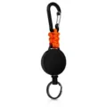 Retractable carabiner keychain with orange paracord badge reel and heavy duty ring. - Orange
