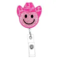 Rosa Glitzer Cowboyhut Smiley Ausweisjojo, süßer einziehbarer Kartenhalter für Pflegekräfte. - Rosa Glitzer-Cowboyhut (Stil 8)
