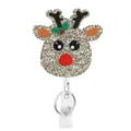 Christmas reindeer glitter acrylic retractable badge reel id card holder with key ring - Deer