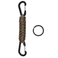Doppelter Outdoor Karabiner mit Fallschirmschnur und Schlüsselring für Camping Wanderung. - Grün Schwarz Weiß