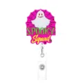 Halloween Geist Acryl Ausweishalter Badge Reel mit praktischer einziehbarer Klammer und Gruseldesign. - Geist / 3.2cm