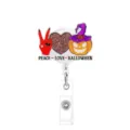 Halloween Acryl ausziehbarer Namensschildhalter mit Kürbis Frieden Zeichen für Büro ID. - Finger und Kürbis / 3.2cm