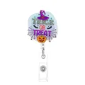 Halloween Acryl Ausweishalter Rollos mit Kürbis Hexenhut Trick or Treat Motiv Clip - Belohnung / 3.2cm