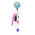Retractable nurse badge reel with cute floral design and mini pen set for daily work. - Style 1