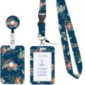 Blumen Muster Ausweishalter mit Langlebigem Lanyard und Einziehbarem Jojo Kartenhalter. - Frischer Blumenstil / 2er Set