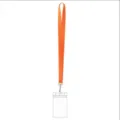 Oranger Polyester Lanyard mit klarem PVC Ausweishalter Variante für den sicheren Bürogebrauch. - Orange
